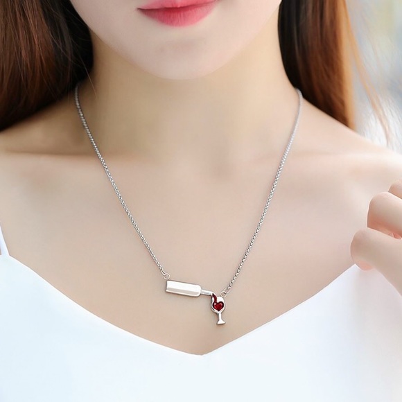 2/$20! Silver Wine Lovers Necklace - Picture 2 of 8
